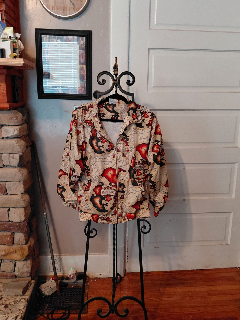 Pierre Cardin Vintage Jacket with Red and Orange Map Print